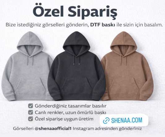 Özel Sipariş 3 İplik 320 Gr %100 Pamuk Şardonlu Oversize Unisex Hoodie