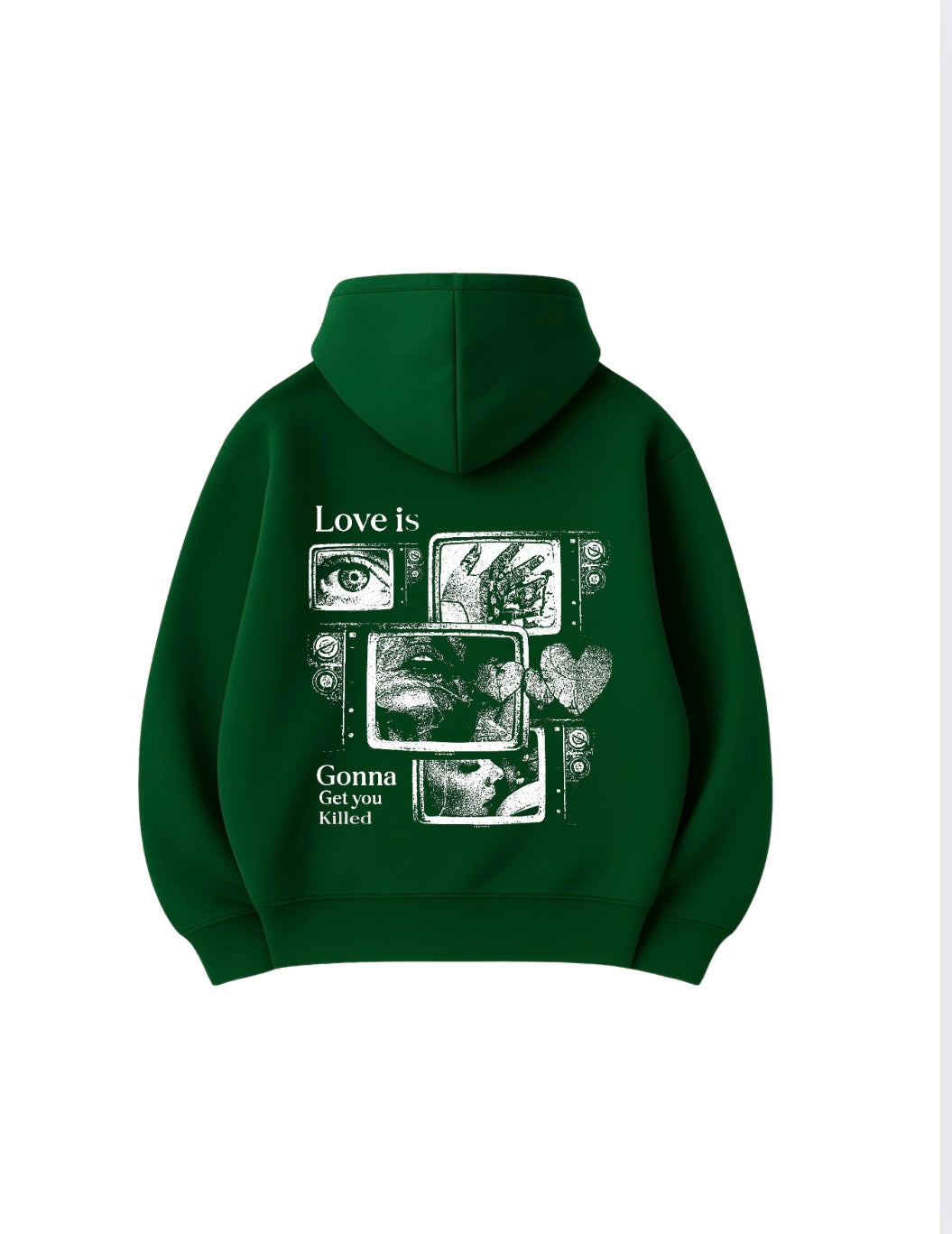 3 İplik 320 Gr %100 Pamuk Oversize Unisex DTF Baskılı Hoodie