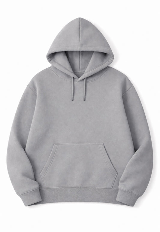 Açık Füme 3 İplik 320 Gr %100 Pamuk Şardonlu Oversize Unisex Hoodie