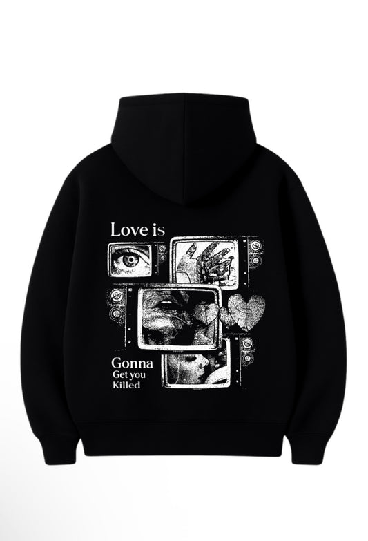 3 İplik 320 Gr %100 Pamuk Oversize Unisex DTF Baskılı Hoodie