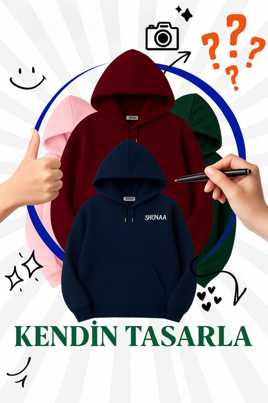 Özel Tasarım %100 Pamuk 3 İplik 320 Gr Oversize Unisex DTF Baskılı Hoodie